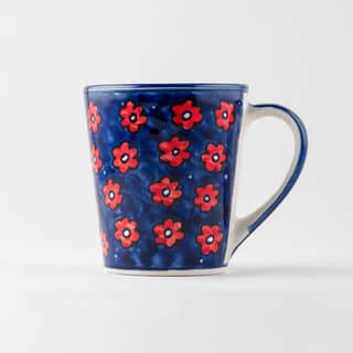 Blue Floral Ceramic Coffee Mug (Large)