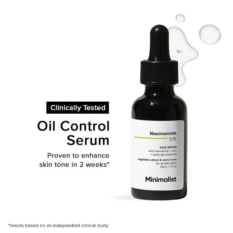 Minimalist 10% Niacinamide Face Serum With Matmarine + Zinc For Reducing Oil & Blemishes (30ml)