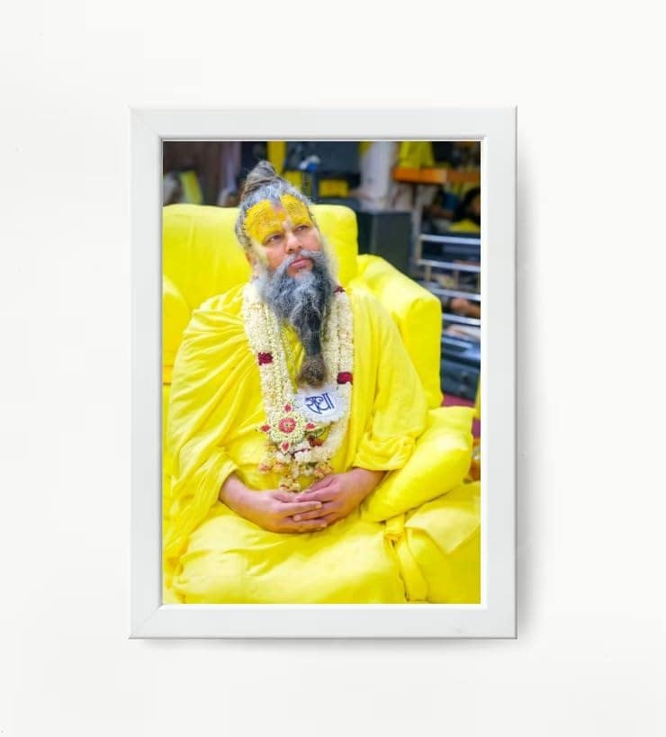 NOKKES Premanand Ji Maharaj White Religious Photo frame 5X7 Inch Photo Frame_WEW15