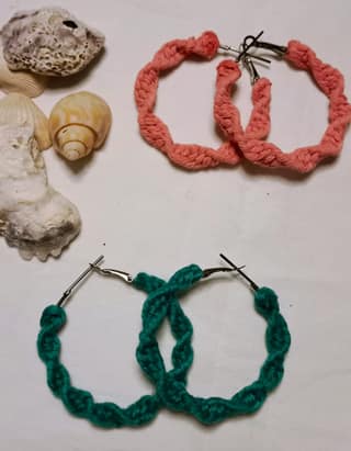Handmade Green Crochet Hoops - Bohemian Jewelry