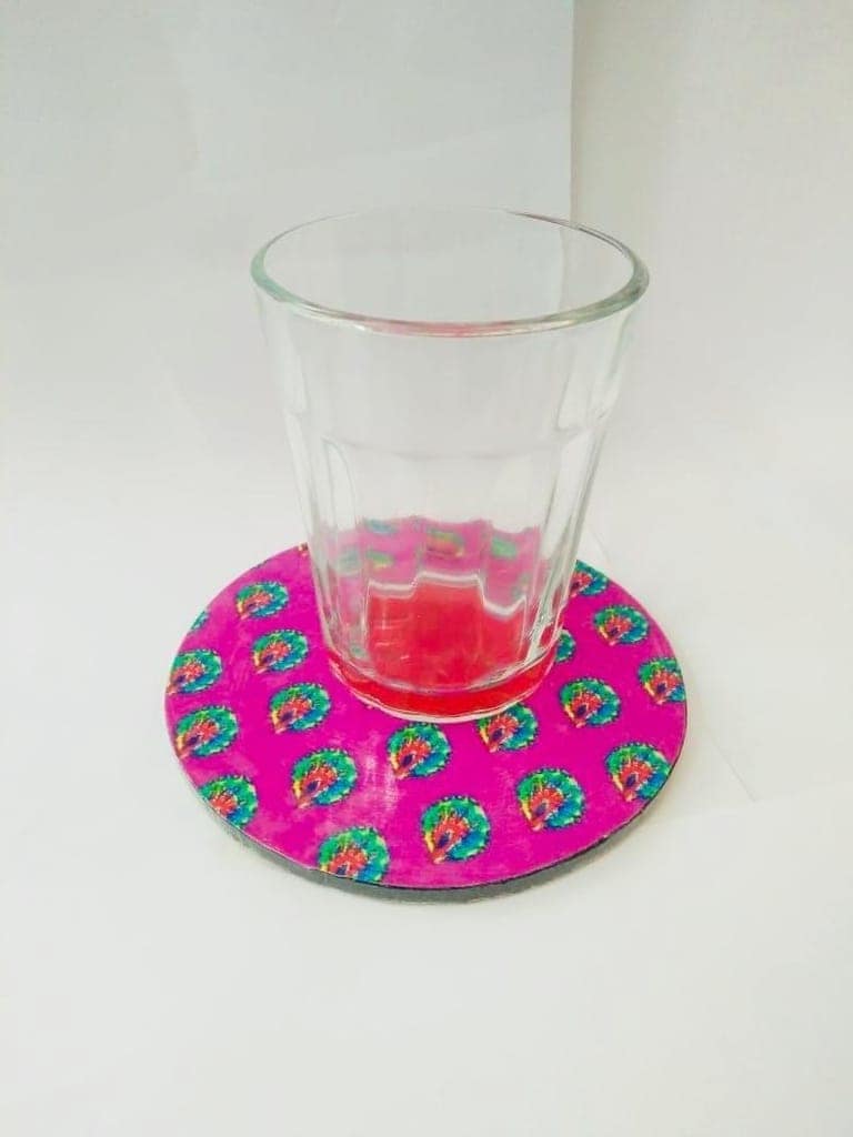 MOR PANKH ROUND COASTERS IN DIFFERENT SHADES OF PINK view 2