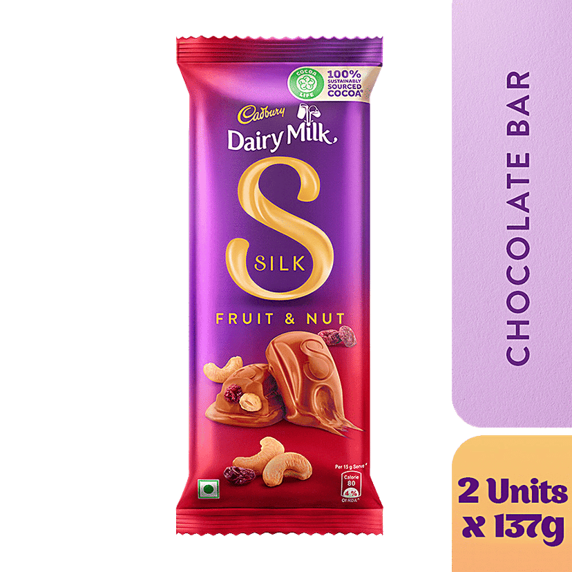 Cadbury Dairy Milk Silk Silk Fruit & Nut Chocolate Bar, 2x137 g Multipack