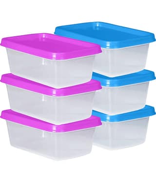 Woolco - storage container Multicolor Plastic Food Container ( Set of 6 ) - 500 ml