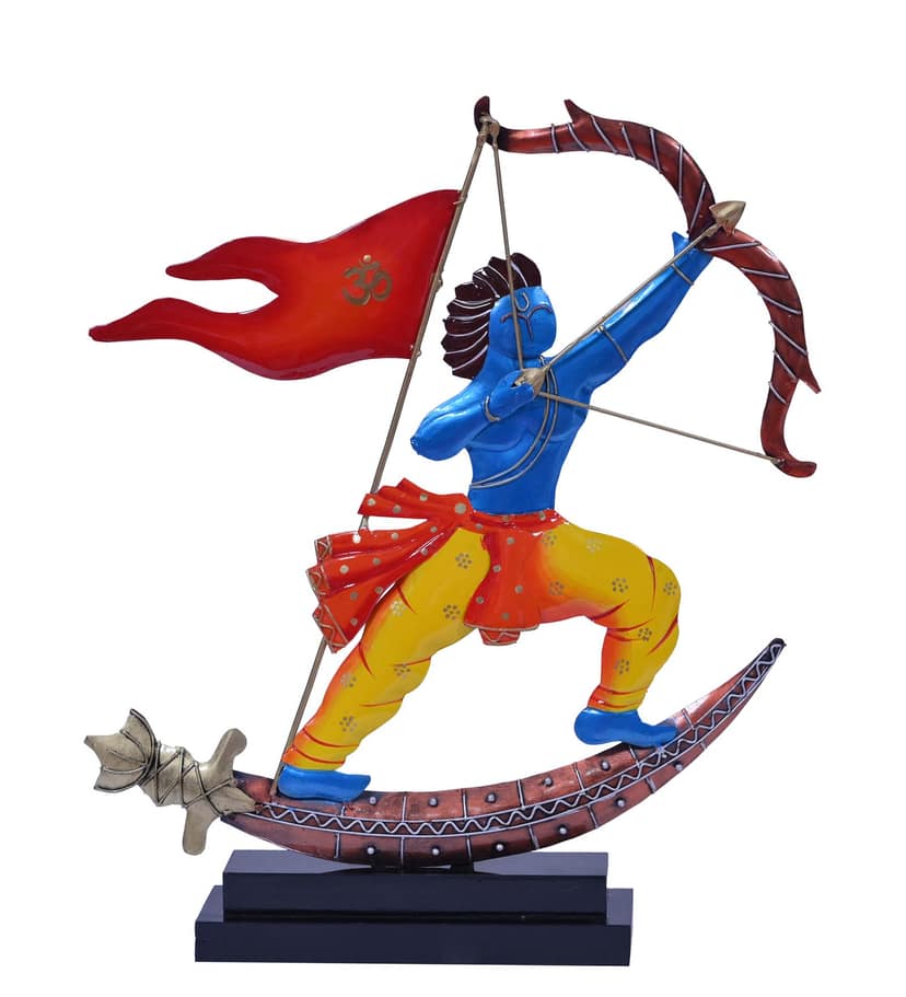 Asthetic Statue of Veer Shri Ram Metal Art Sculpture | Modern Arts Home Office Restaurant Decor | Table Decorative Multicolor Spiritual Showpiece view 2