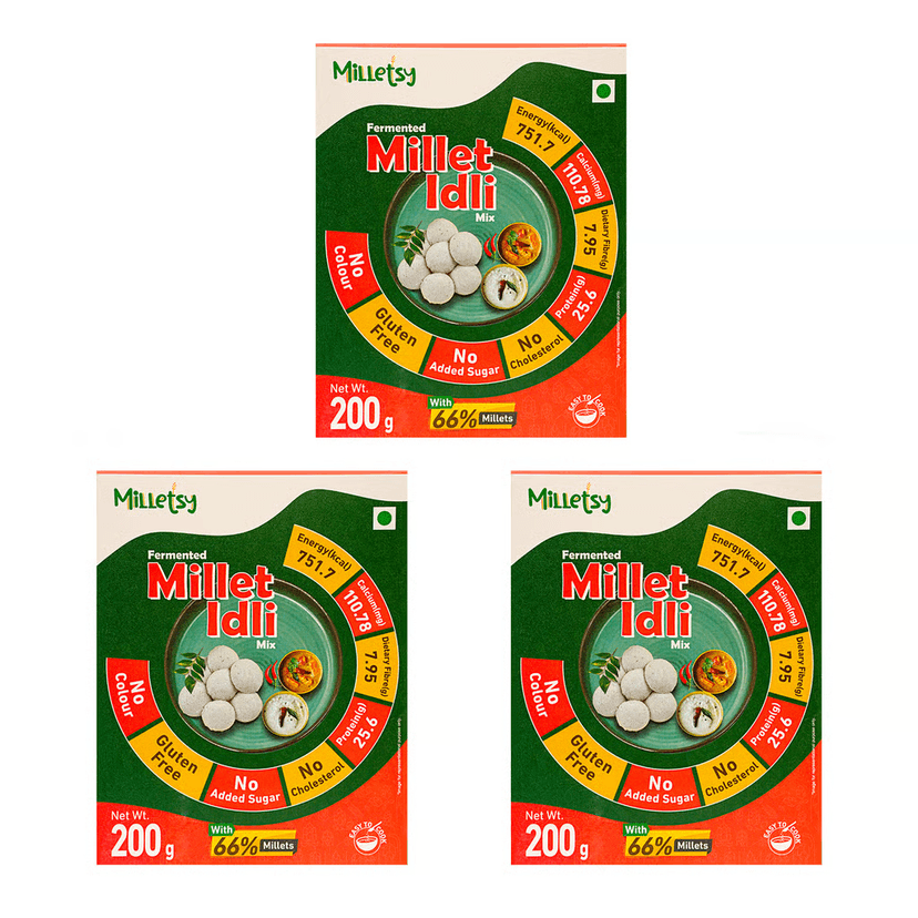 Milletsy Millet Idli Instant Mix Fermented 200g Pack of 3