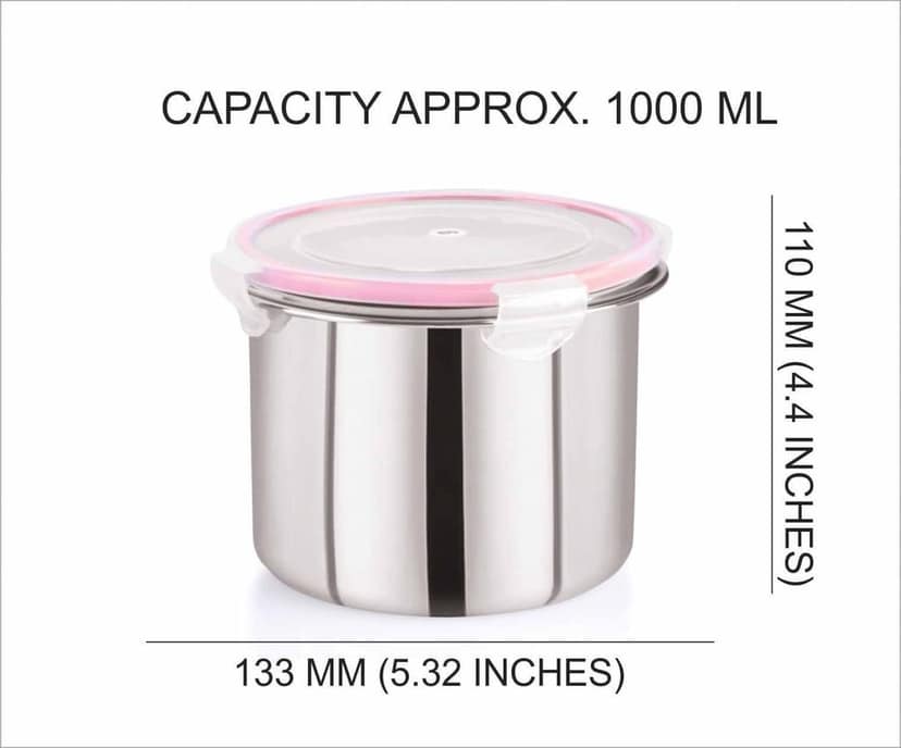 “Flip & Seal “Stainless Steel Air Tight Storage Container- Set of 2(1000mLx2) view 2
