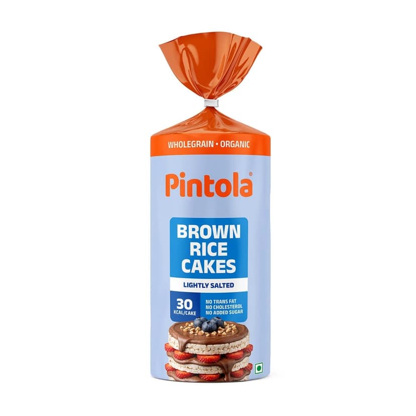 Pintola Organic Wholegrain Brown Rice Cakes | Non GMO, Naturally Gluten Free, Zero Cholesterol | All Natural (Lightly Salted, Pack of 1) (130g)