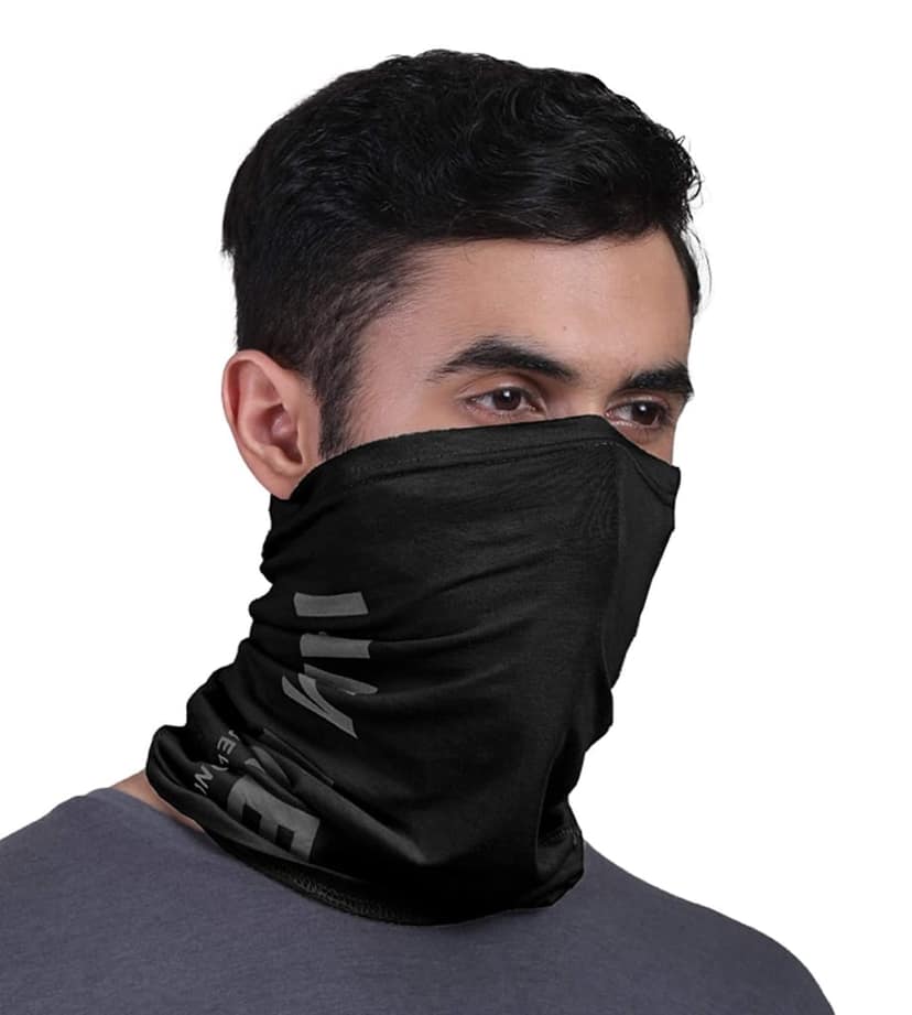 FREECULTR Unisex Bamboo Bandana, Anti Microbial Super Soft & Comfort Fit, Breathable Multipurpose Headband, Face Mask for Dust Protection and Sun - Printed Pack of 3-Black,Chalk Blue,White view 2