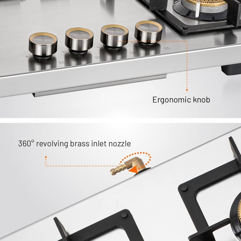 4 Burner Ultra Tuff Free Standing Hob with Forged Brass Burners Auto Ignition (BH1074SQFSUTSSAI) view 2