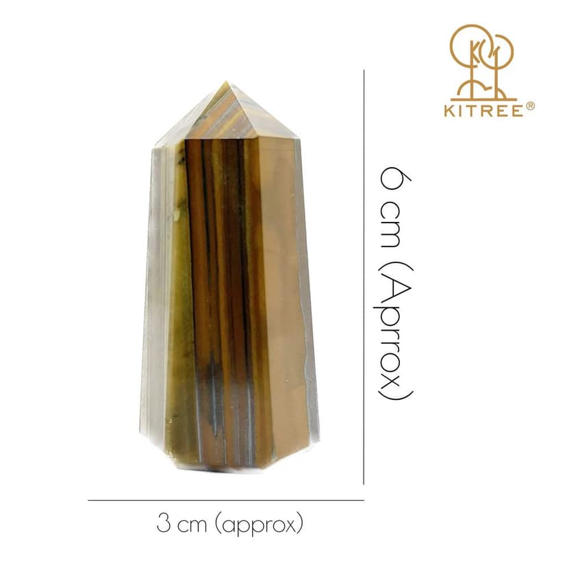 KITREE Natural Tiger's Eye Crystals Wands Obelisk Tower. (Brown) view 2