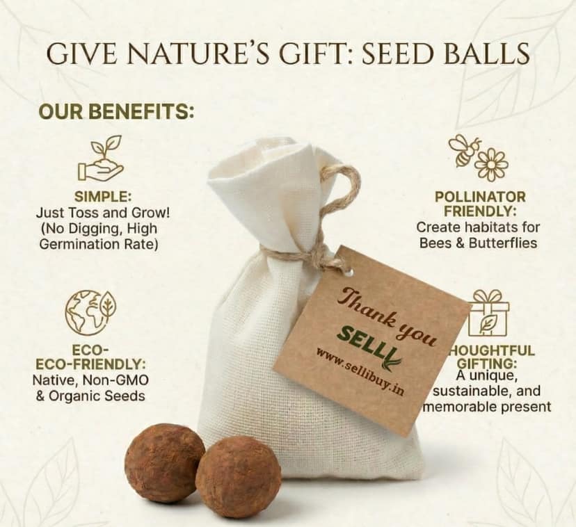 Plantable Seed Ball Gift Pouch – Pack of 2 (Assorted Seeds) view 2