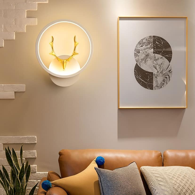 SPARKWORLD White Circle Deer LED Night Lamp | Decorative Table Light for Bedroom, Living Room & Gifting | Size: 25X30 cm | Colour: Circle White view 2