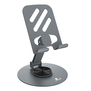 Aluminium Portable Desktop Phone Stand – 360° Rotatable & Foldable Cell Phone Holder with Metal Base for Smartphones & Tablets