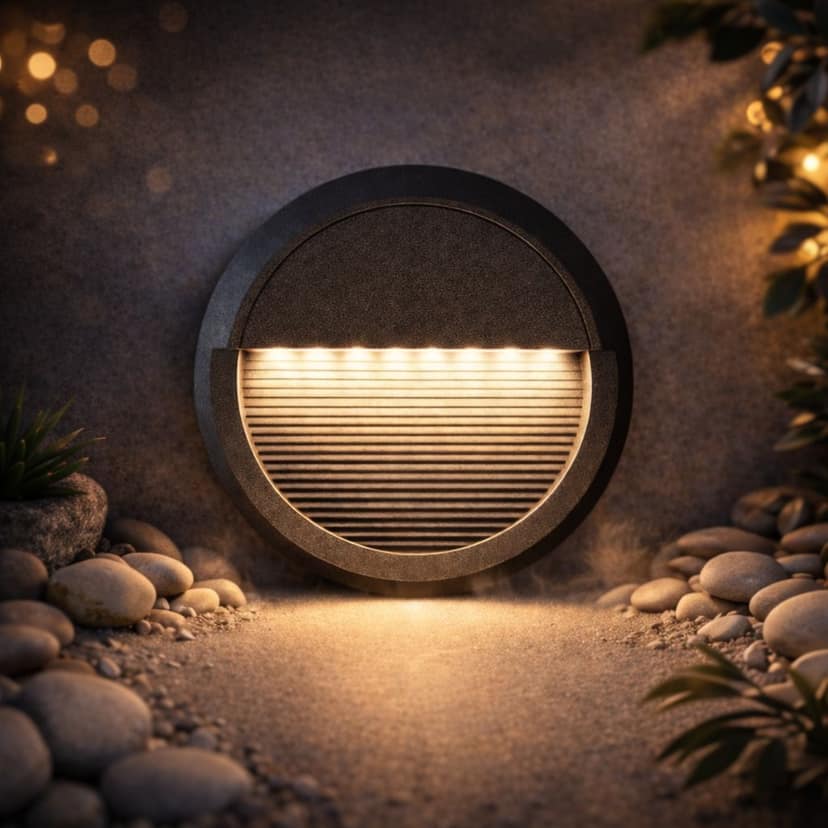 SPARKWORLD Round LED Recessed Step Light | Warm White | Outdoor & Indoor Stair Wall Light | Black Finish | Colour: 5w_(WithoutSensor)