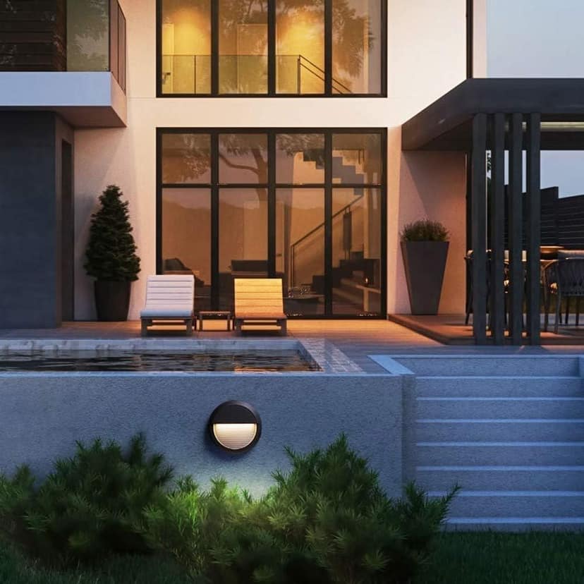 SPARKWORLD Round LED Recessed Step Light | Warm White | Outdoor & Indoor Stair Wall Light | Black Finish | Colour: 5w_(WithoutSensor) view 2