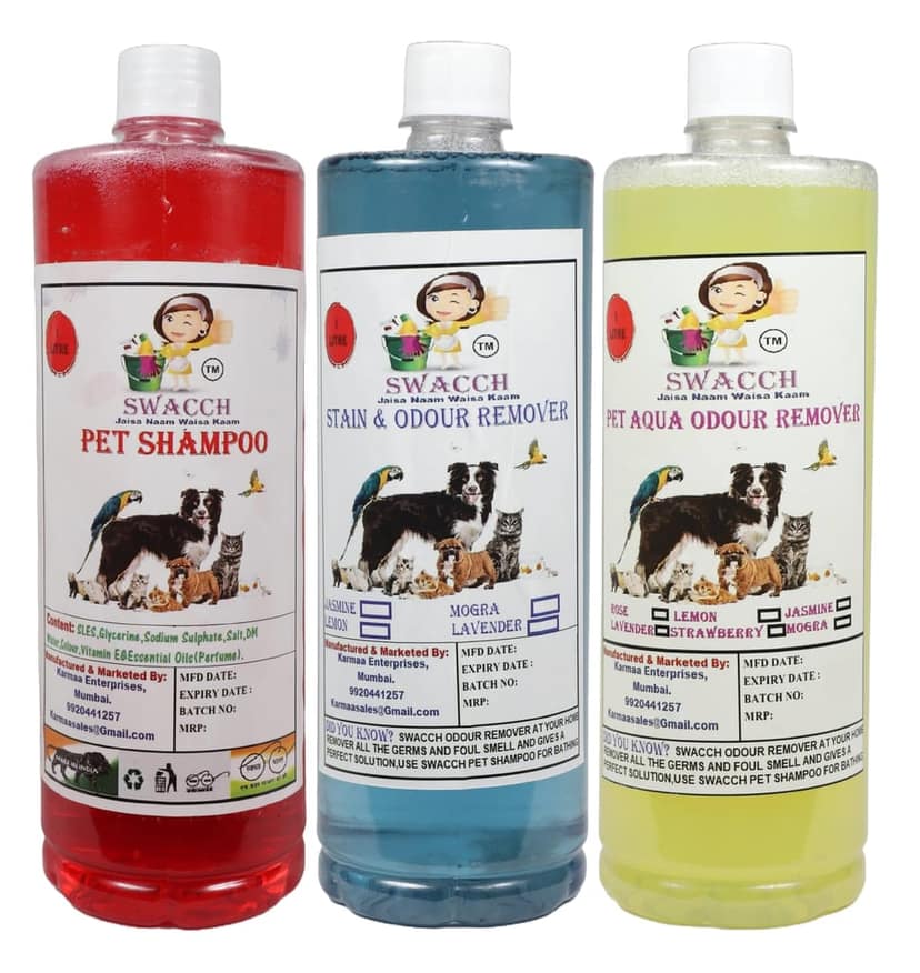 Swacch Pet Shampoo (Jasmine) + Deodorizer (Lemon) + Stain Remover (Lavender) (1 Litre) (Combo Pack of 3) view 2