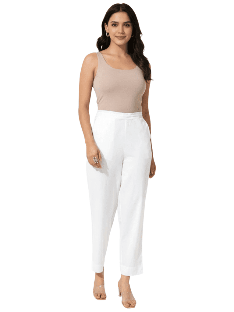 Women's Solid Cotton Trousers