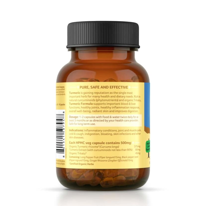 Organic India Turmeric Bottle | Strong anti-inflammatory | Enhances Skin, Bone, and Joint Health - 60 Capsules view 2