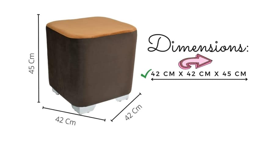 ShadowKart Sitting Stool Ottoman Pouffes for Living Room Sitting Bench Furniture Wooden Footrest Pouf Seat Puffy Foam Small Foot Stool for Office Home Decor, 16x16x18 Inch (Square, Coffee/Gold) view 2