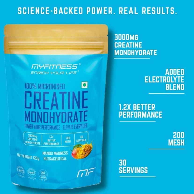 Myfitness 100% Micronized Creatine Monohydrate | 30 Servings | Flavoured | 120g | Creatine Powder With Added Electrolytes view 2