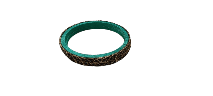 Green and Gold Bangle Set with Triangle Cutout Design