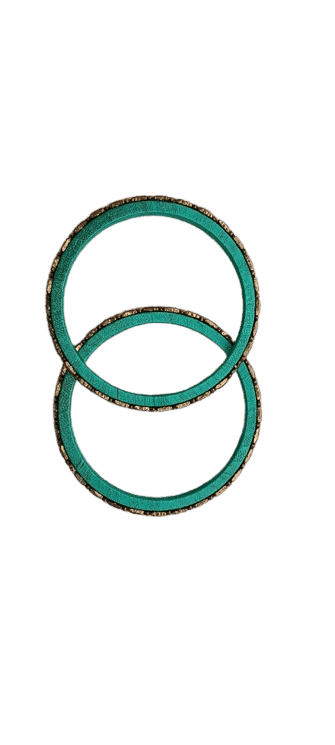 Green and Gold Bangle Set with Triangle Cutout Design view 2