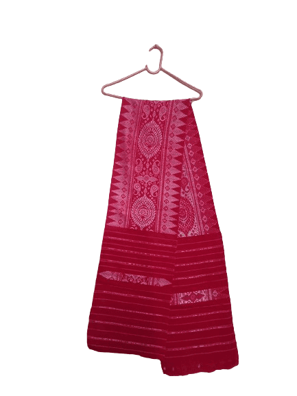 Bodo Traditional Red Aronai Handwoven Scarf