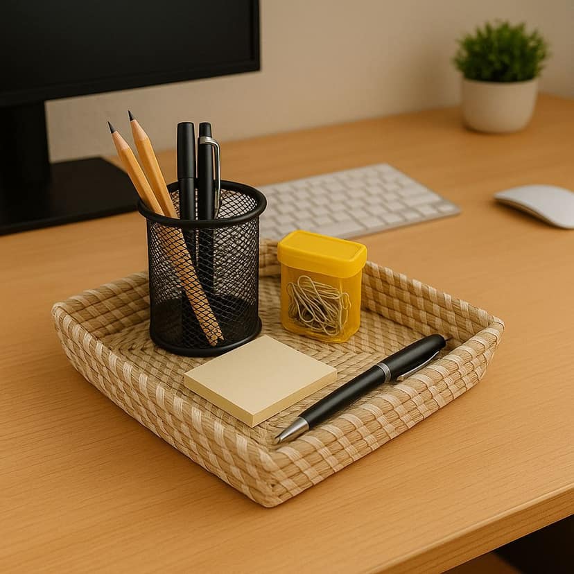 Handwoven Tiger Grass Square Basket – Multipurpose Organizer view 2