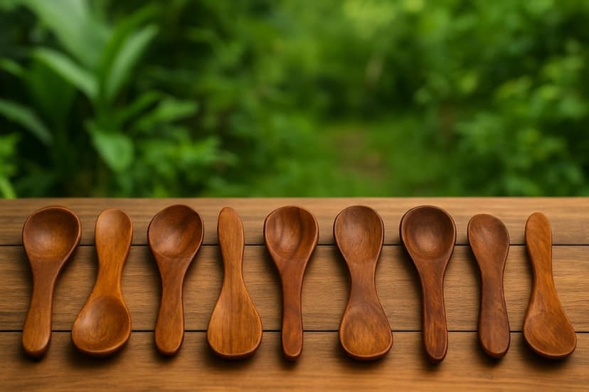 ECOCASK Wooden Masala Spoon for Small Containers, Handmade Wooden Spoon for Tea, Coffee, Sugar, Condiments & Spices, Set of 4 (4 Inch) view 2