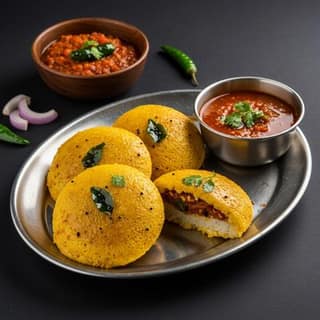 Ghee Nalla Karam Idli (4 Pieces)