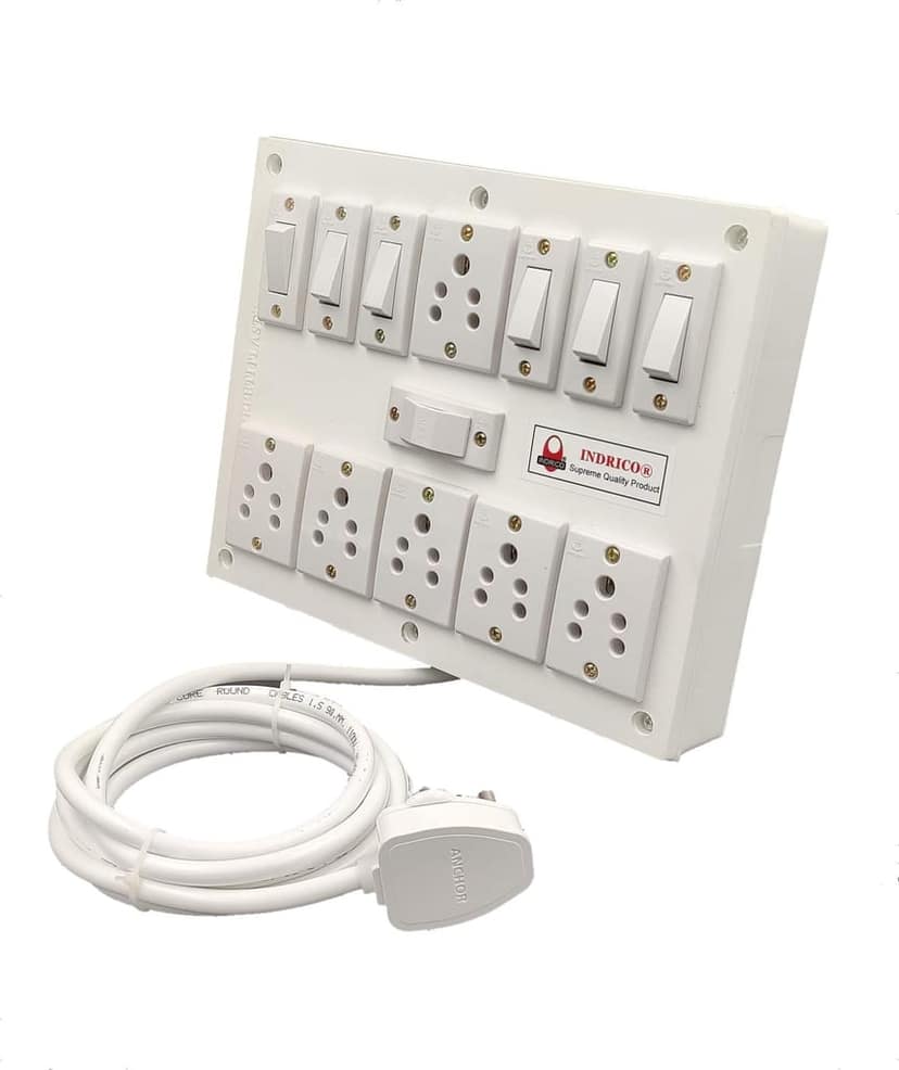 INDRICO? Extension Box 6 Sockets and 6 Switches, Fuse with Heavy Duty Cable White view 2
