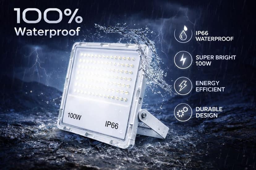 SPARKWORLD 100 W IP66 White LED Flood Light Ultra-Bright Outdoor Security & Area Illumination | Colour: 100 Watt view 2