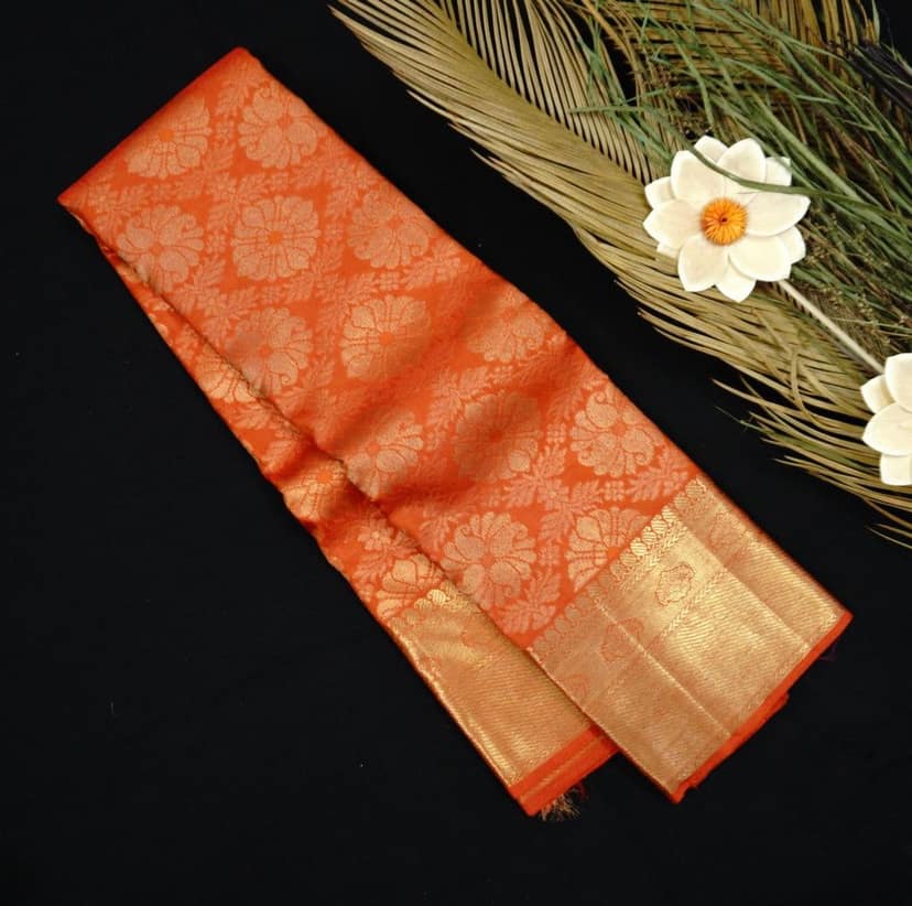 Chilli Red Jaal Jacquard Bridal Kanchipuram Silk Saree view 2