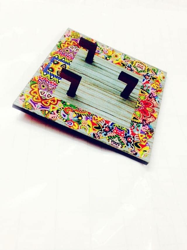 Key Holders - Square Wooden Base With Colorisma Artwork Frame view 2