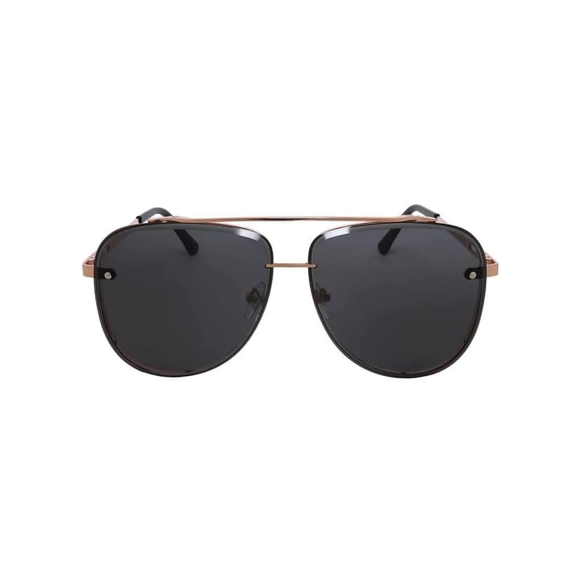 4Flaunt Rimless Aviator Stylish Trending & Latest Vintage Pilot Metal Body Sunglasses For Men And Women | 100% UV Protected (L, C5 - Gold Frame/Black Lenses) view 2