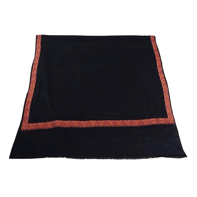 Pashmina Fine Wool Nalki Border Embroidered Needle Work Shawl, Wrap (40 INCH * 80 INCH) view 2
