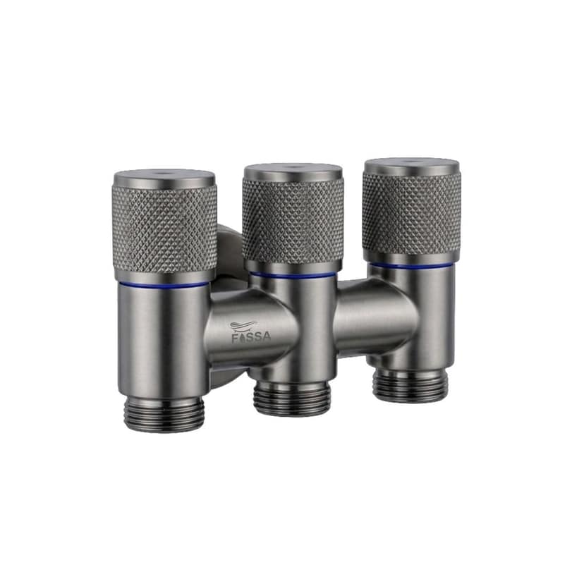 Curio 3 Way Grey Laundry Faucet Stainless Steel Angle Valve Without Nozzle