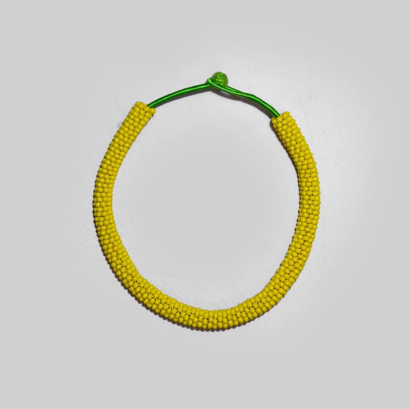 Tribes India Handcrafted Yellow Necklace view 2
