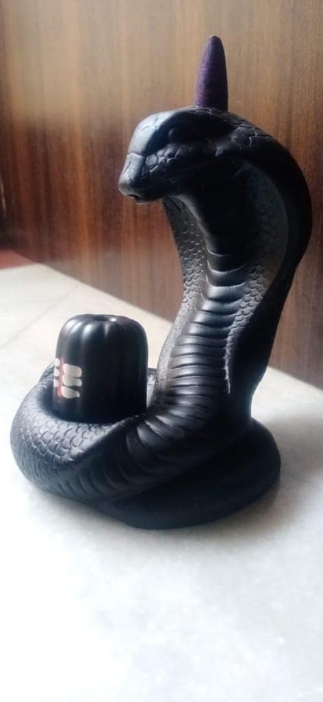 Nag Shivling Backflow Incense Holder: Enhance Your Spiritual Decor with Aesthetic Design, Smoke Fountain and Aromatherapy - Comes with 50 Cones view 2