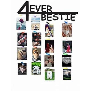 Khush Its Amazing Home Decor Wood 4 Ever Bestie Hanging Photo Display, DIY Picture Photo Frame Collage Set Includes Multi colour Clips view 2