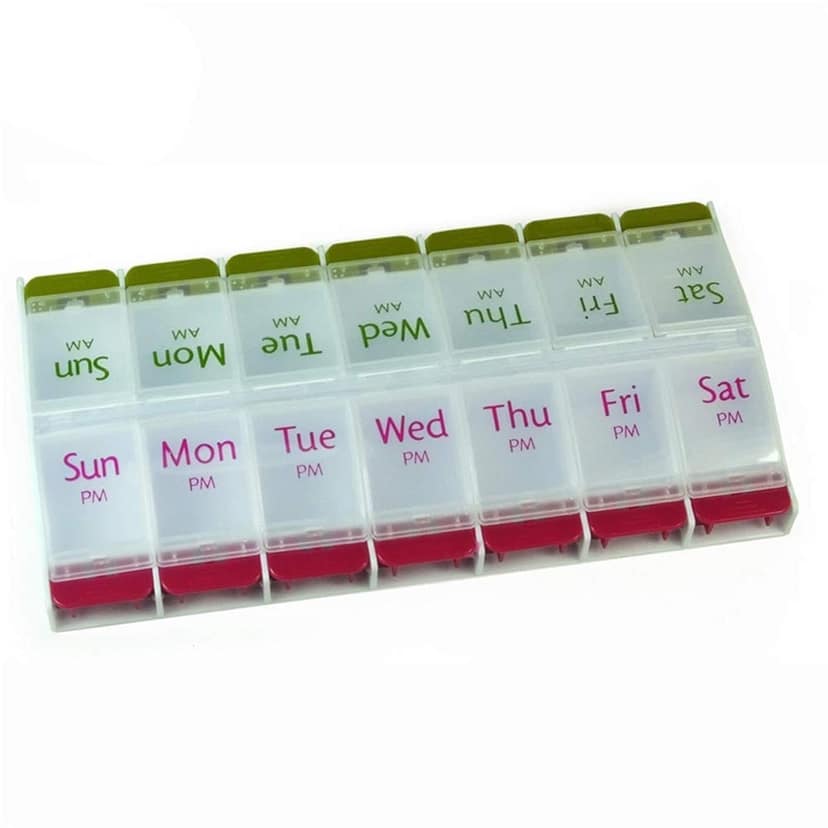 Ezyfit 7 Day Weekly Pill Box Push Button AM/PM 2 Times a Day, Weekly Pill Box Twice Daily view 2