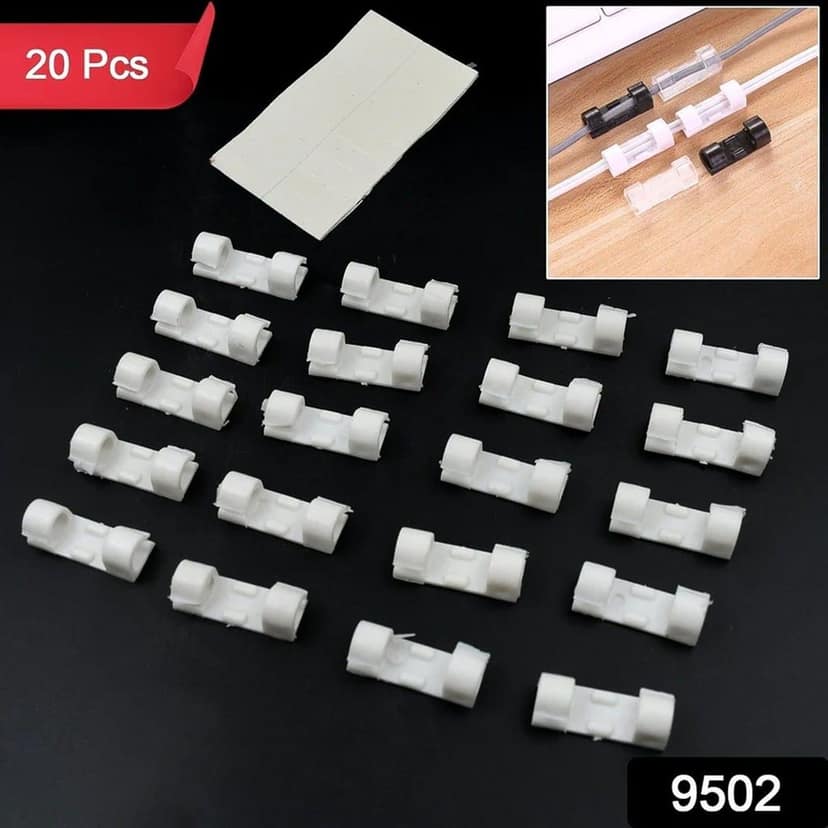 Plastic Cable Clips – Strong Adhesive Wire Organizer for Home, Office & Car (20 Pcs) view 2