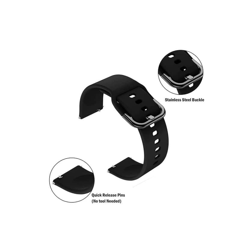 20 MM Smart Watch Band WS101 compatible with DIZO Watch 2/ColorFit Brio/Qube 20 mm Silicone Watch Strap (Black) view 2