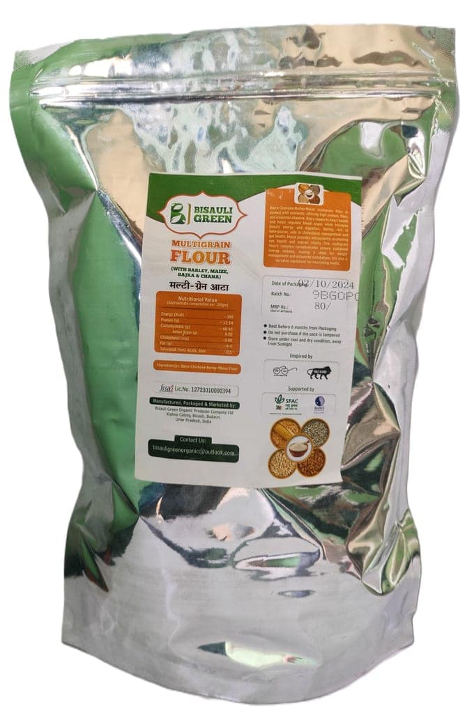 Multigrain Flour: Bajra, Chickpea, Barley, and Maize - High Protein, Fiber, Vitamins, Supports Heart Health, Blood Sugar Regulation, Energy, Digestion, Cholesterol Management, Eye Health, Vitality, Weight Management, Metabolism, Versatile Ingredient view 2