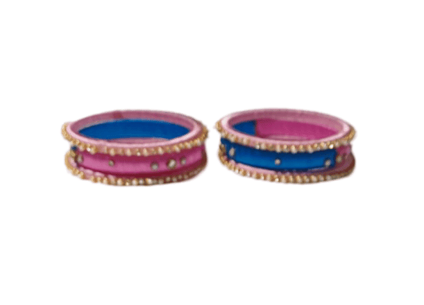 Set of 6 Silk Thread Bangles with Stone view 2
