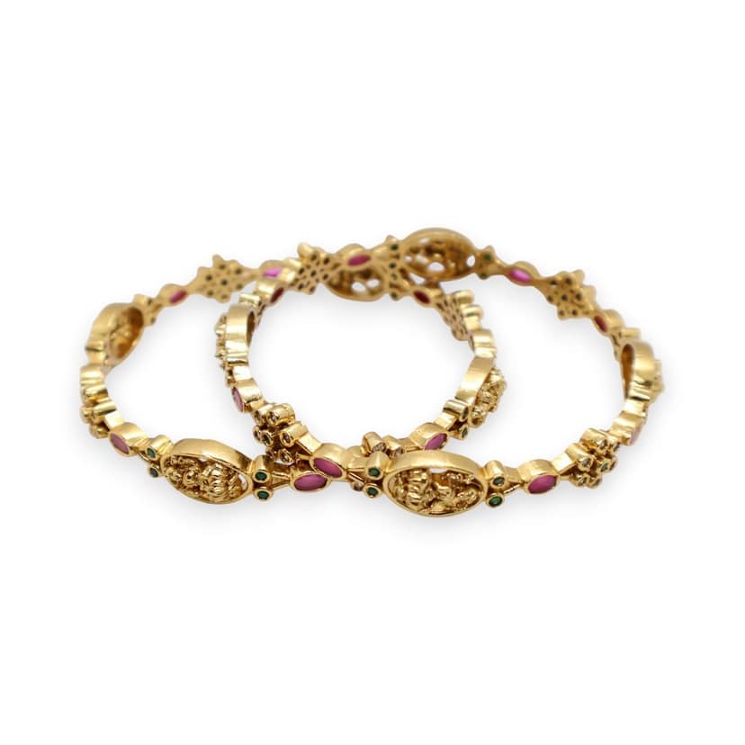 Traditional Gold-Plated Temple Design Bangle view 2