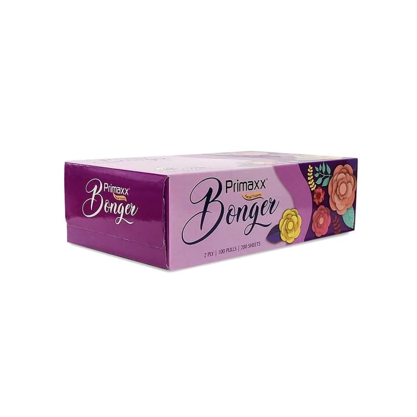 Primaxx Bonger Tissue Box (2-Ply) - Pack of 4 (100 Pulls per Box, 200 Sheets Total) | Soft, Highly Absorbent & Hygienic Facial Tissues view 2