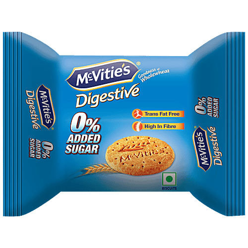 McVitie's Digestive High Fibre Biscuits - Zero Added Sugar For Calorie Conscious, 75 g