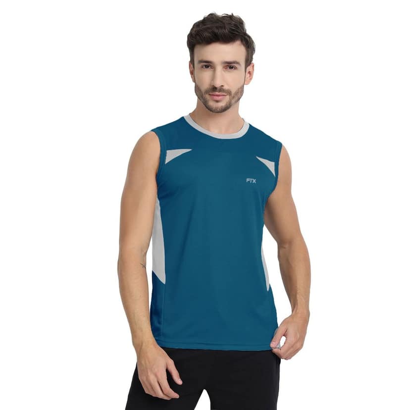 FTX Men Colorblock Round Neck Sleeveless Tshirt