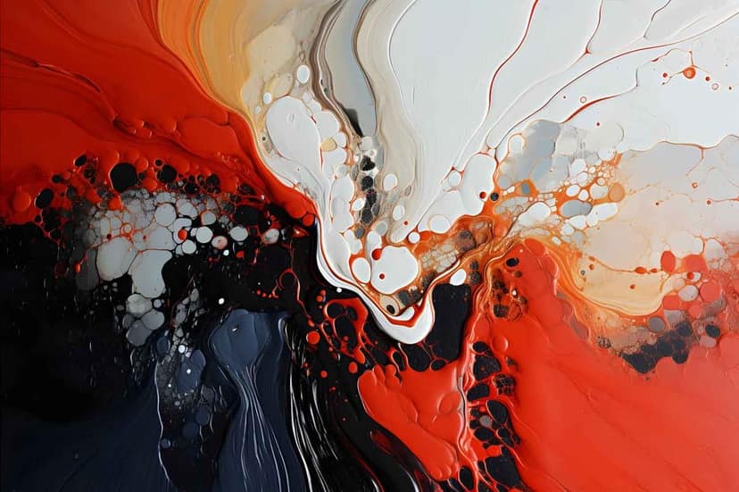 FLUID ARTWORK PAINTING 24in X 16in WITH BLACK FRAME view 2